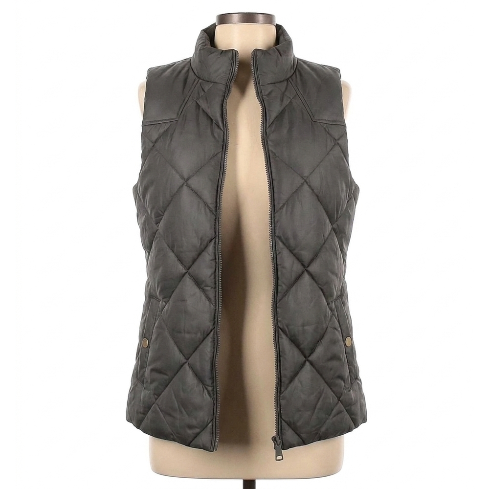 NEW ZENANA diamond quilted vest in ash grey
